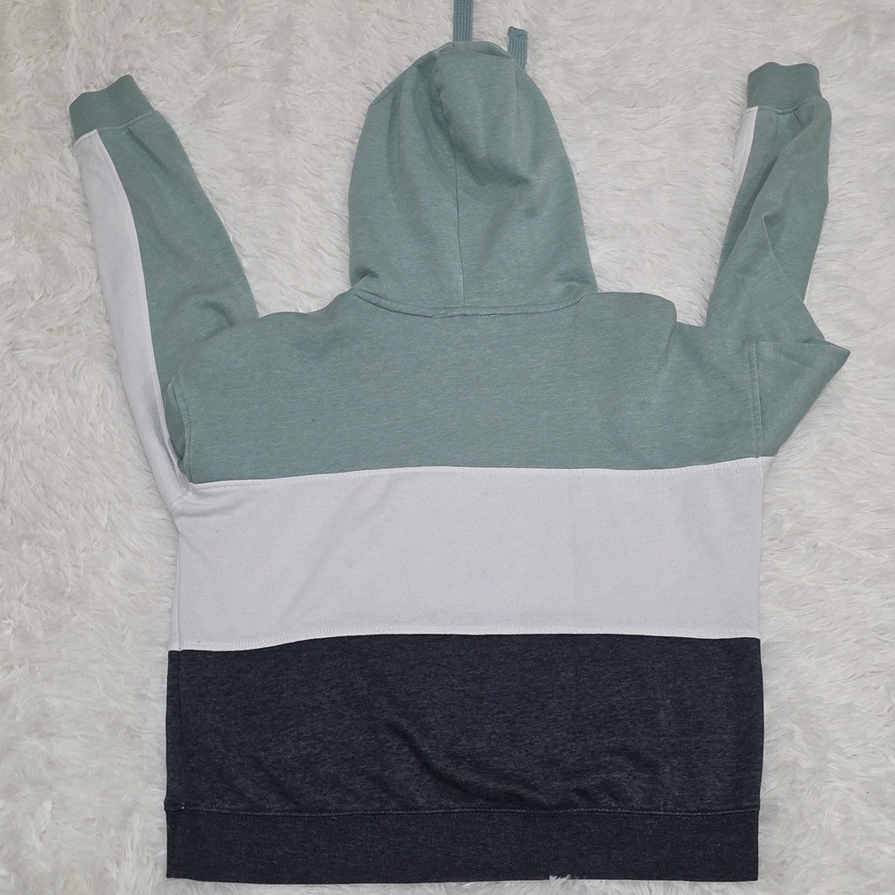 Hippie Rose - Cropped Green, White, and Black Hoodie. Size S - Picture 4 of 5